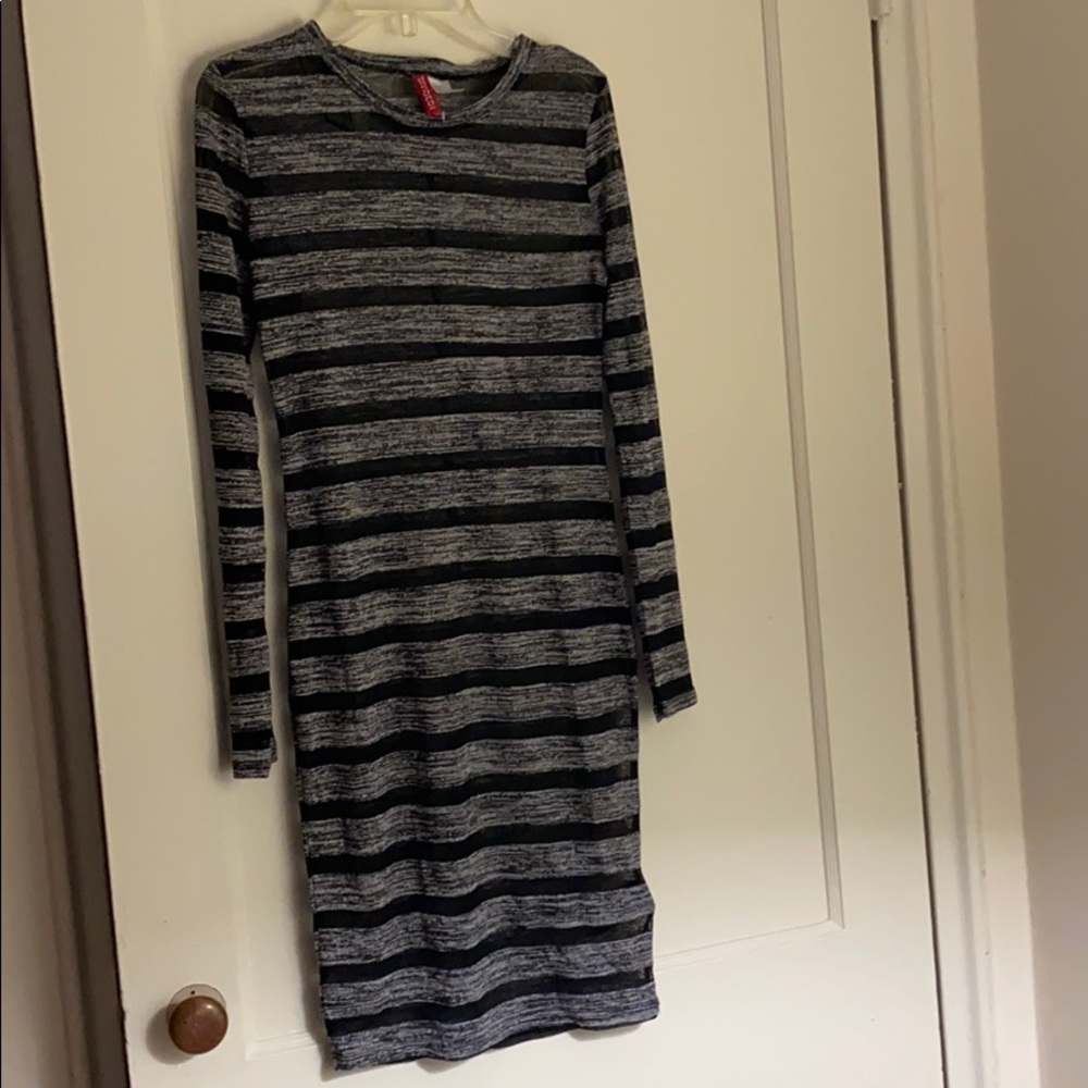 NWOT H&M Striped long sleeve see-through dress